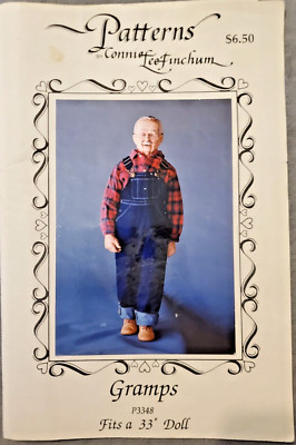 Doll Pattern P3348 Connie Lee Finchum Gramps Fits 33'' Dolls Overalls Shirt Sew