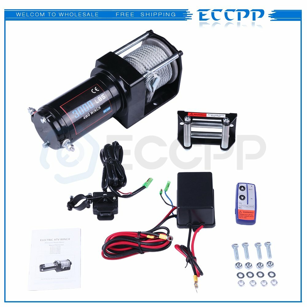 3000LBS ATV Winch Kit UTV 12V Electric Off Road IP67