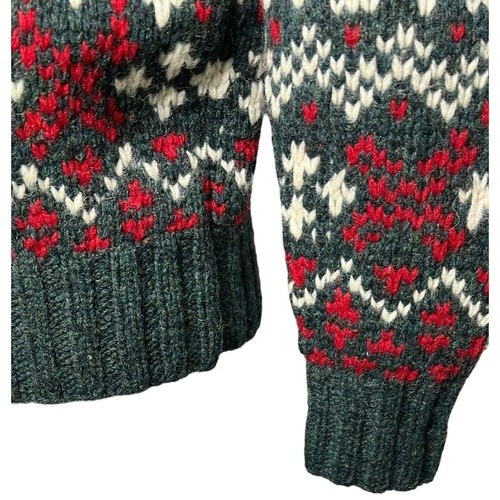Vintage Polo Ralph Lauren Hand Knit Wool Bear Fair Isle Crew Sweater Size Small - Picture 7 of 10