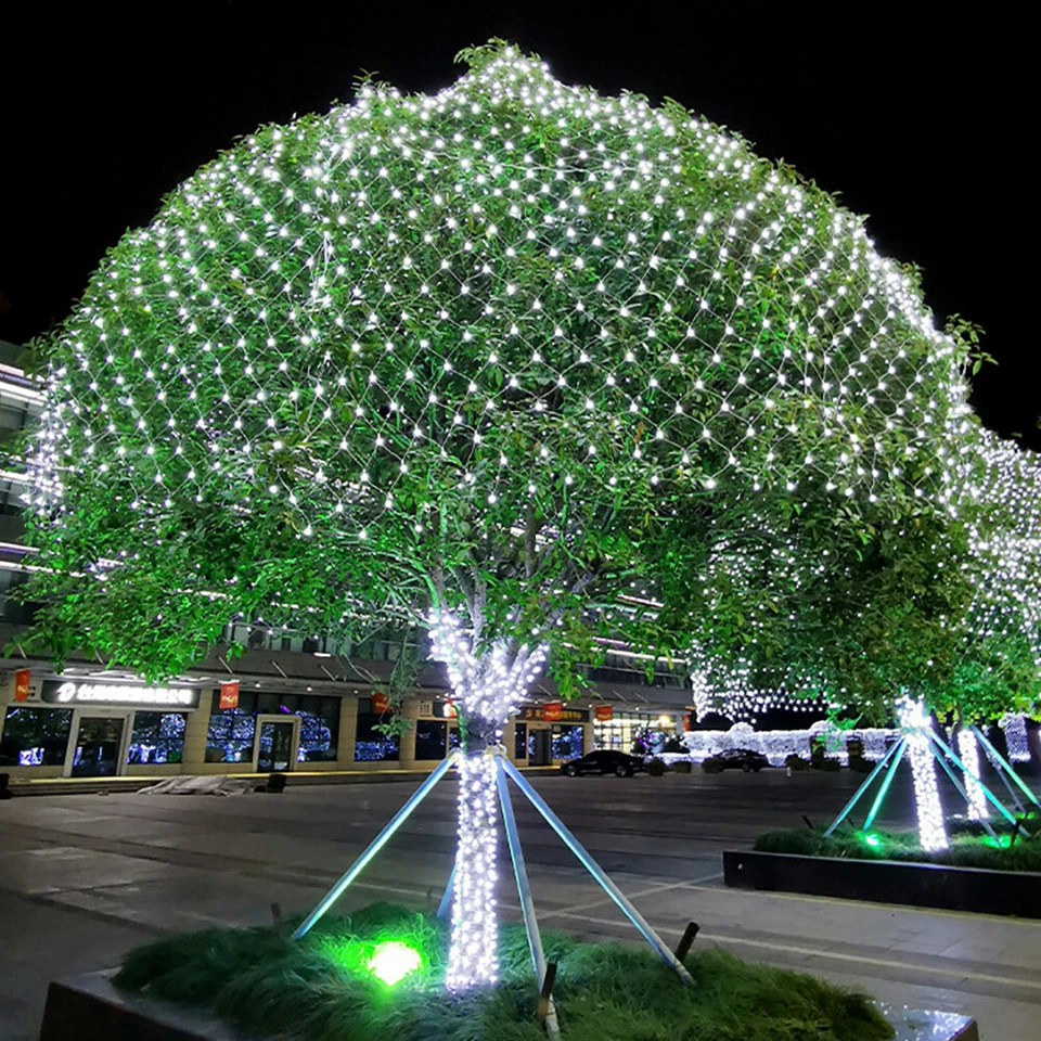 LED Net Mesh Lights Fairy String Curtain Lamp Christmas Party Wedding Xmas Decor - Image 4 of 4