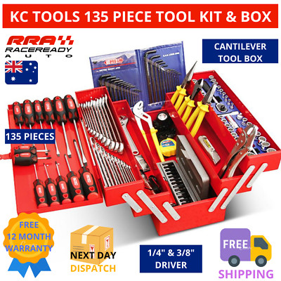 KC Tools 135pce Tool Kit Box Set Spanner Socket Screw Driver 1/4" & 3/8 ...