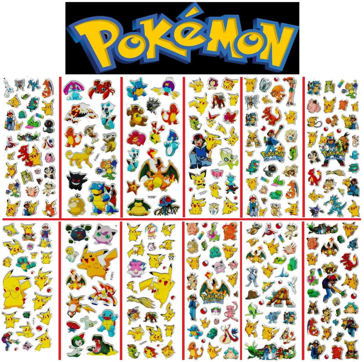 POKEMONS 3D puffy Stickers Cards pockets monsters Pokémon pokemon Pikachu