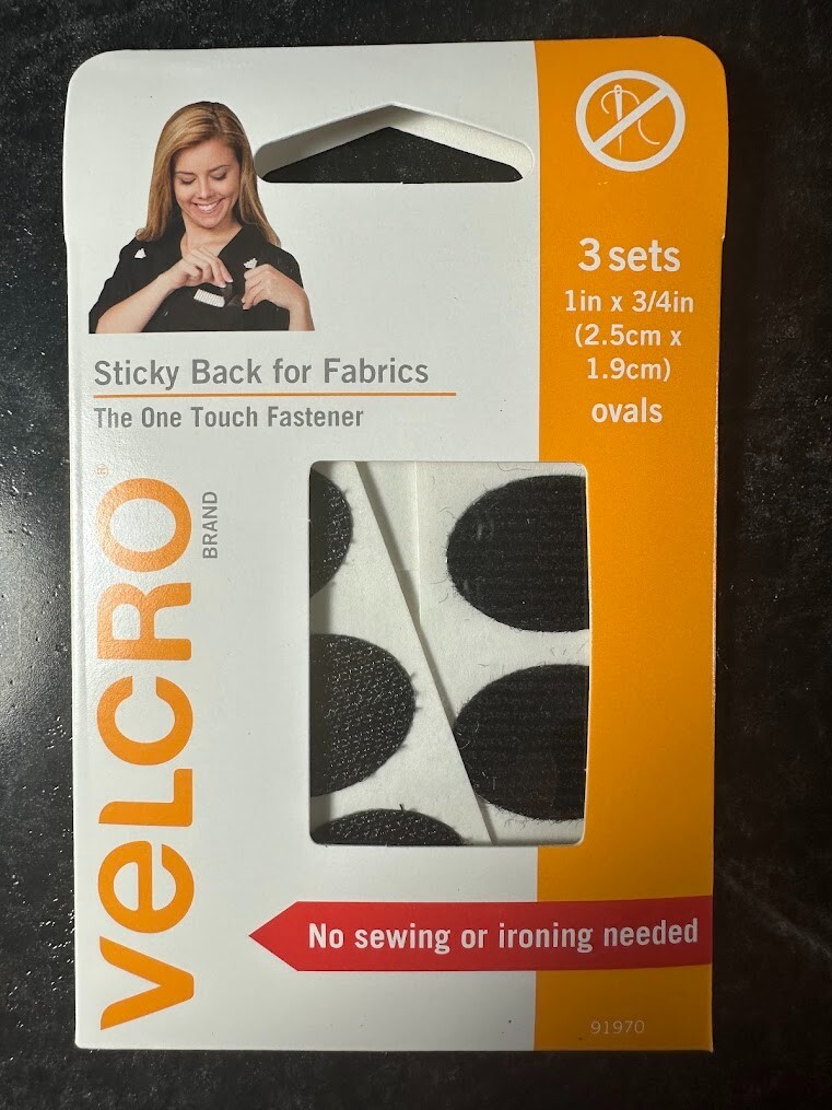Velcro Black Oval 1in x 0.75in Sticky Back for Fabrics - 3 Sets-image