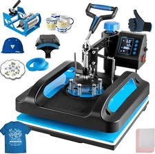 5 in 1 Heat Press Machine 15x15 T-shirt Heat Press Transfer Sublimation Mug Hat