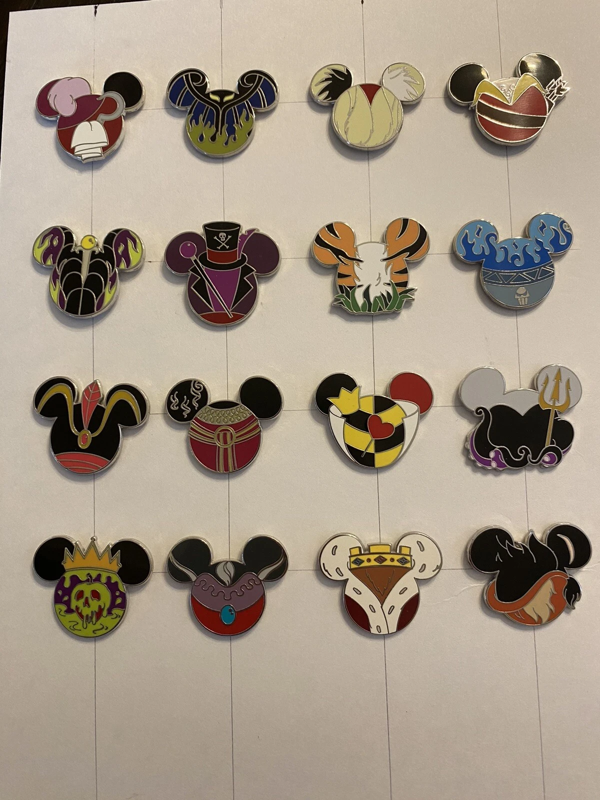WDW Disney Parks Villain Mickey Icon Mystery Pin Set (Complete Set of 16 Pins)