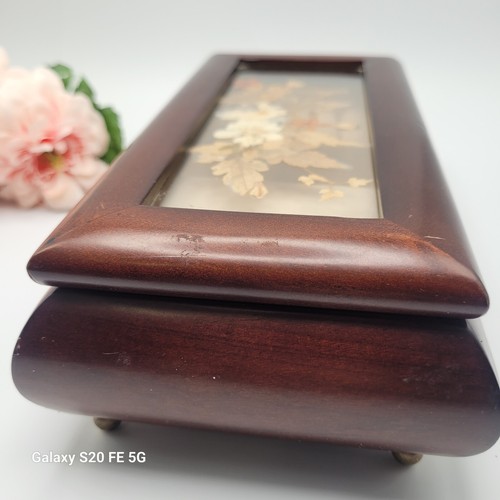 Vintage Pressed Flowers Wooden Musical Jewelry Box - Picture 8 of 13