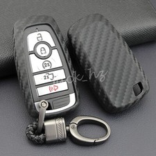 Cadena de cubierta de llavero inteligente de fibra de carbono para Ford Fusion F150 Explorer Mondeo