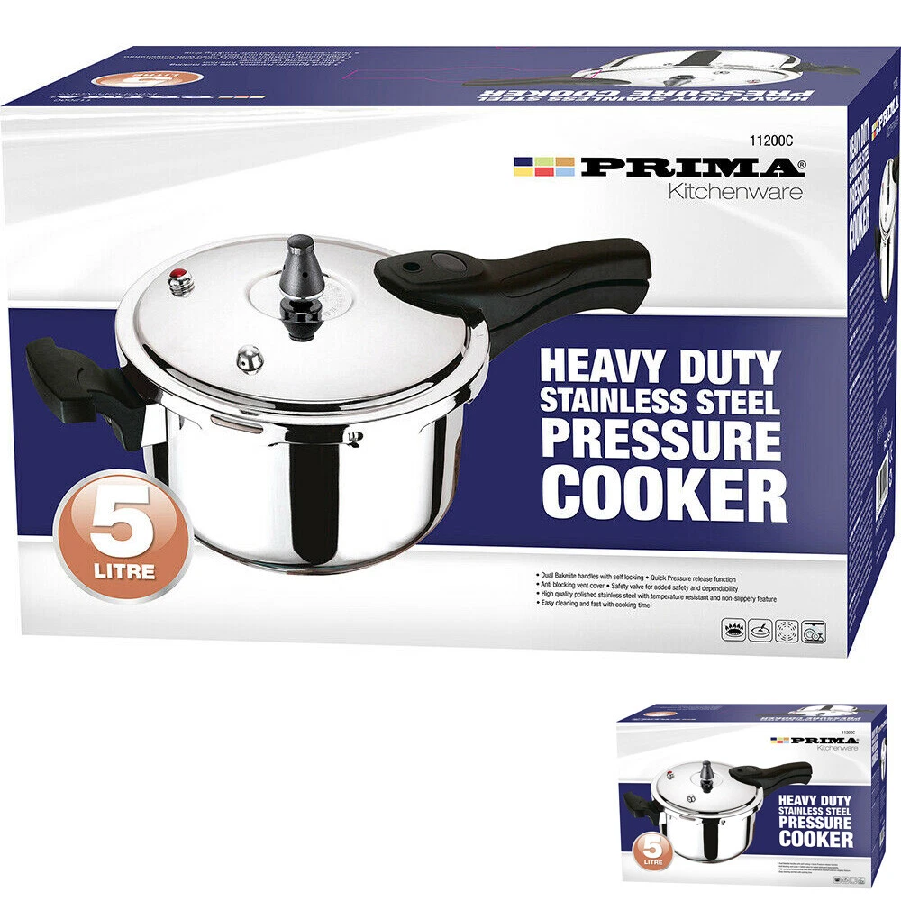 NEW 5L PRESSURE COOKER STAINLESS STEEL COOKING STEAMER 5 LITRE COOK CATERING