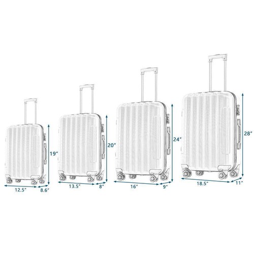4 Piece Suitcase Luggage Set Hardside Suit case with Spinner Wheels TSA Lock - Picture 6 of 14