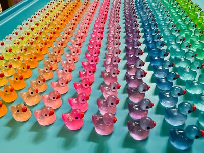 260PCS Mini Tiny Resin Ducks Little Miniature Plastic Small Ducks Bulk Glow NEW