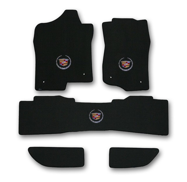 20072010 Escalade ESV 5pc Black Carpet Floor Mats with Cadillac Crest