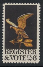 Scott 1344- Register & Vote, Eagle Weather Vane- MNH 6c 1968- unused mint stamp