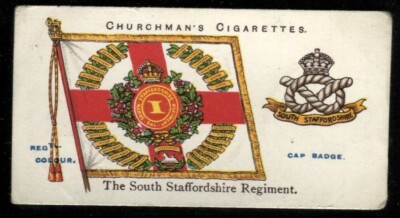 Tabakkarte, Kirchenmann, Regimentsfarben & Mützenabzeichen, 1911, S Staffordshire, #47