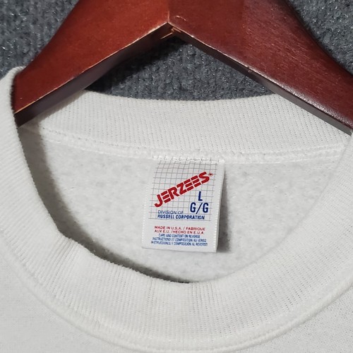 VTG Jerzees Sweatshirt Mens L White Blank Crewneck USA Made Deadstock 80s 90s - Picture 2 of 7