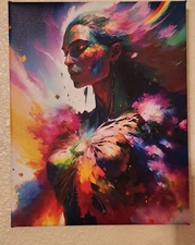 8"x10" Stretched Canvas Print Rainbow Warrior Princess Splatter