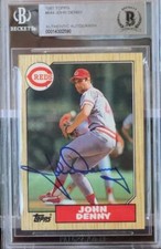 1987 TOPPS #644 VINTAGE SIGNED CARD JOHN DENNY REDS TOUGH BAS