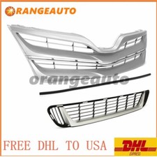 3x Silver Upper Grille Lower Mesh Grill Molding Set For Toyota Venza 13-2016