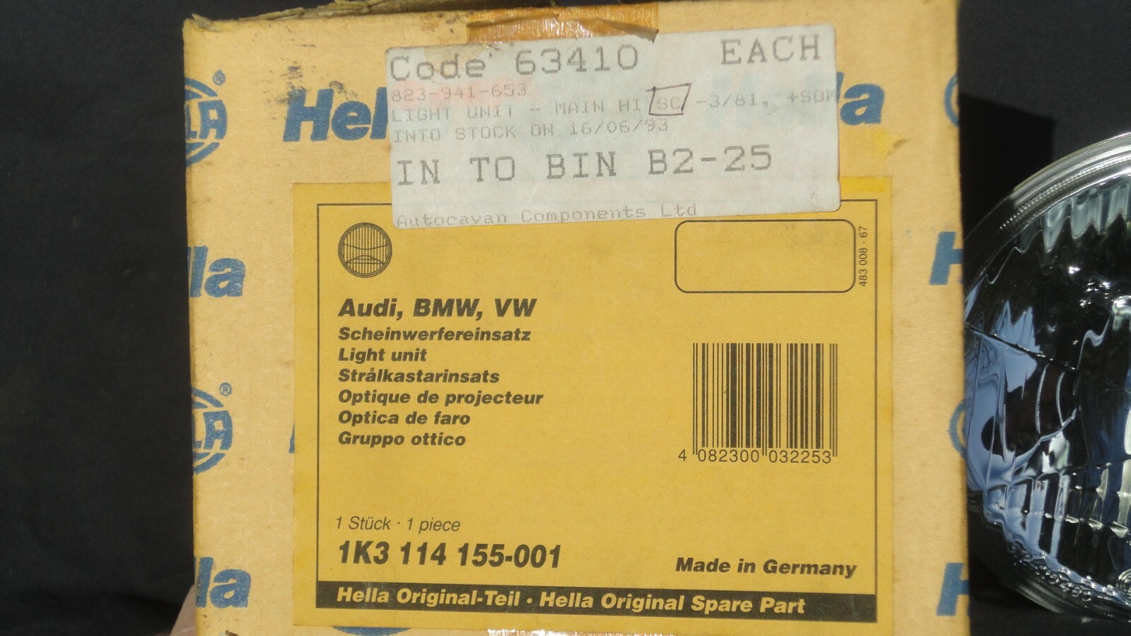 HELLA INSERT SPOTLIGHT HEADLIGHT 1K3 114 155-001 VW GOLF MK1 