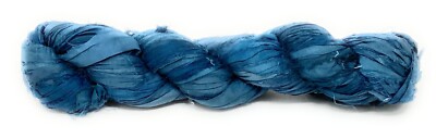 Fair Trade Recycled Sari Silk Ribbon 100 gram Skein BLUE