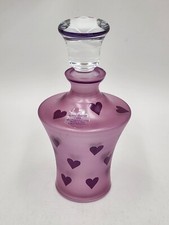 Royal Limited Crystal Mouthblown Crystal Perfume Bottle Purple w/Purple Hearts