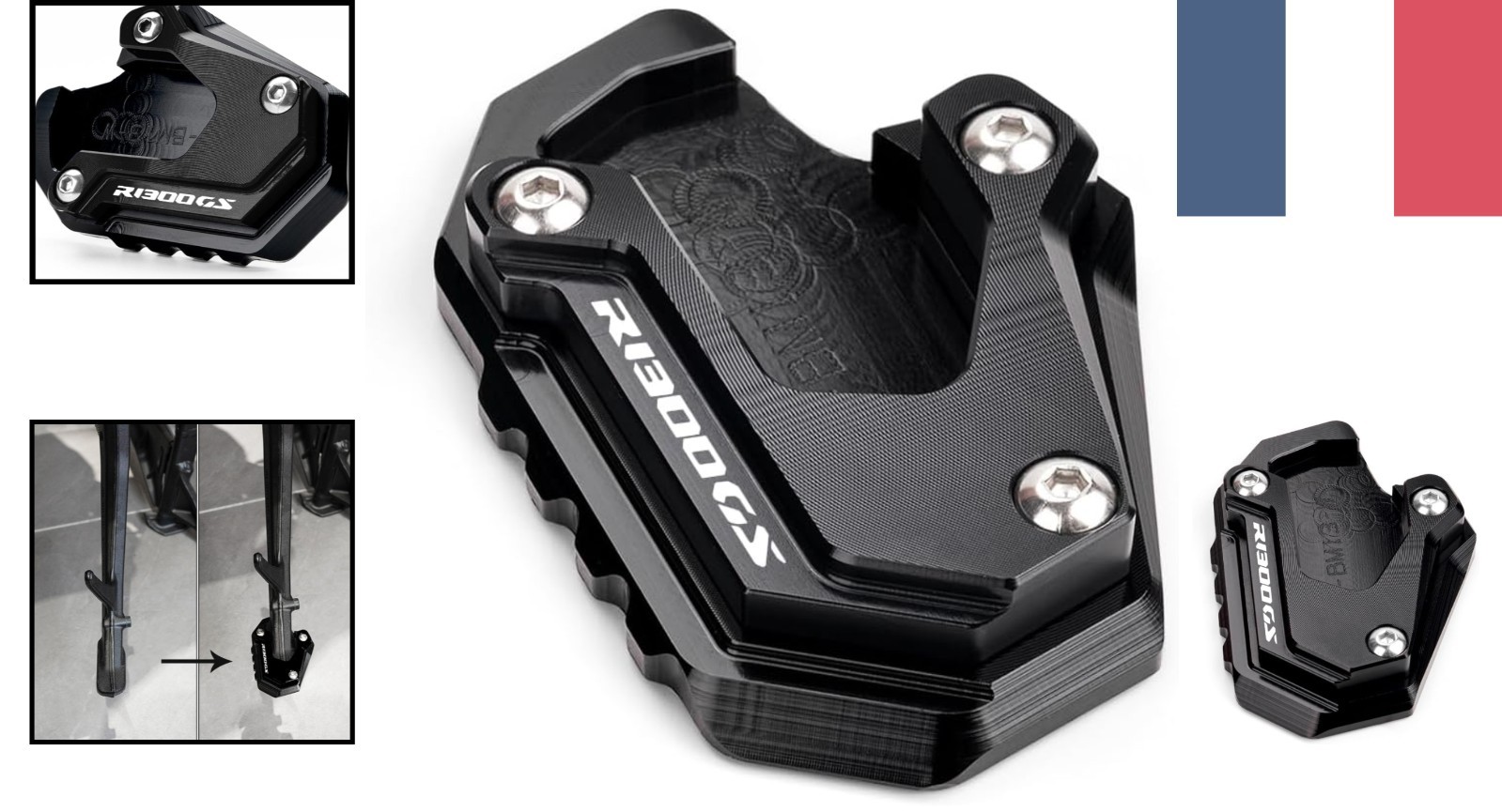 Support Élargisseur Latéral pour BMW R1300GS 2023-2025 en Aluminium CNC Noir