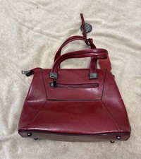 Leather Red Satchel Top Handle Bag with Zipper Accent for Women