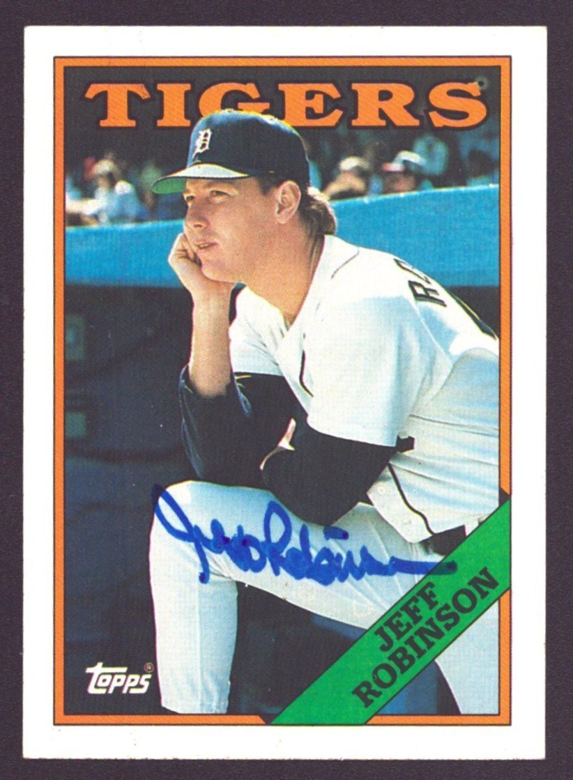 JEFF ROBINSON 1988 Topps #449 AUTOGRAPH RC Signed TIGERS AUTO Orioles d.2014