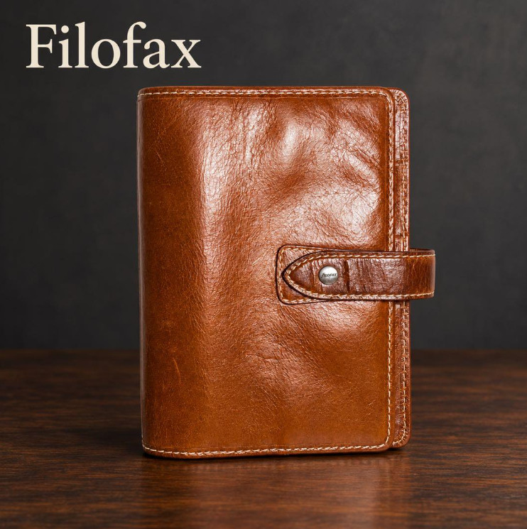 Filofax Malden planner cover brown snap-button closure Used From Japan