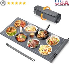 Tappetino Scaldavivande Elettrico Riscaldamento Istantaneo 6 Ore Timer Portatile Buffet Scalda