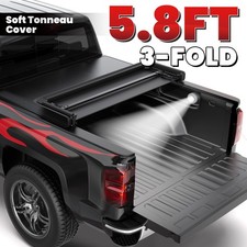 3-fold 5.8ft Soft Tonneau Bed Cover For 04-07 Sierra Silverado 1500 2500 3500