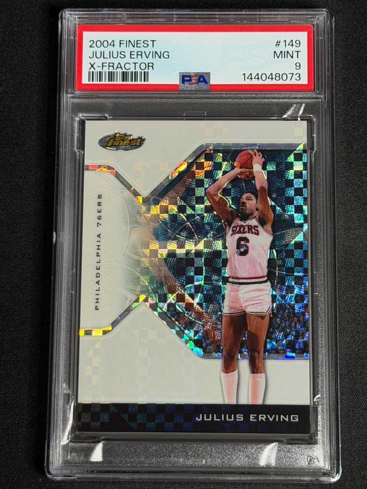 2004 Topps Finest X-Fractor Julius Erving #149 PSA 9 MINT SP RARE LOW POP /199