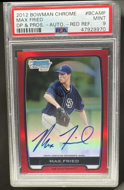 2012 Bowman Draft Picks & Max Fried Chrome Auto 1st Red Refractor #/5 PSA 9