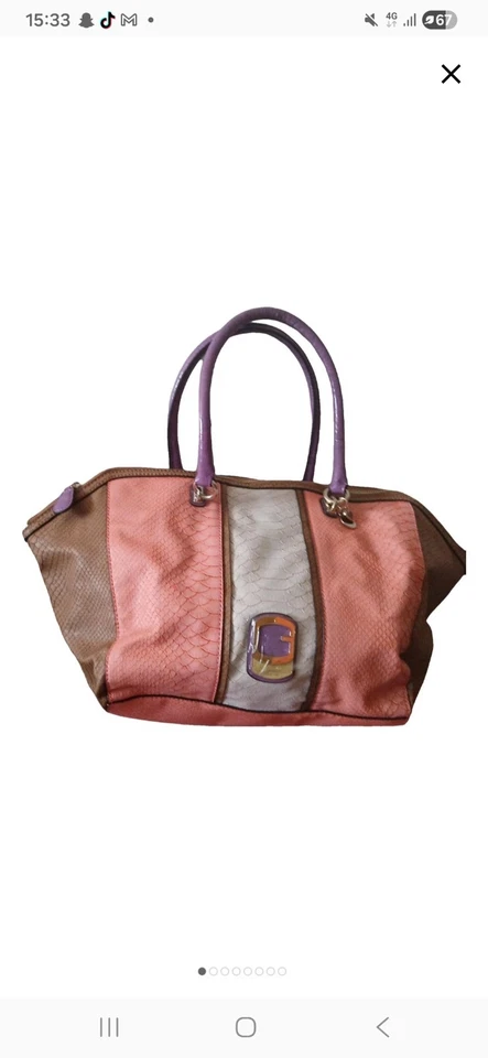 sac guess femme original,rose, beige, écru et anse violet - Photo 1/4