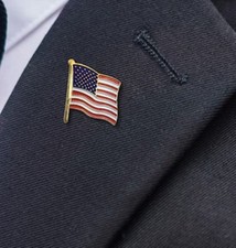 Patriotic Waving American Flag Lapel Pin God Bless America Red White Blue