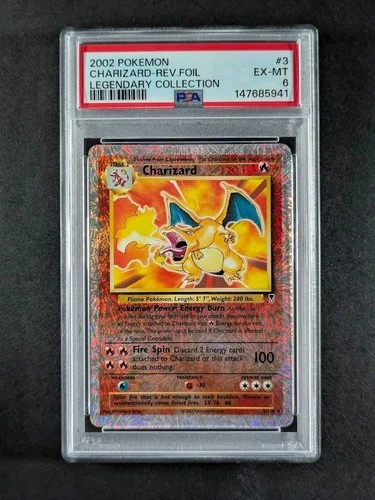 2002 Pokemon Legendary Collection CHARIZARD Reverse Foil 3/110 English PSA 6