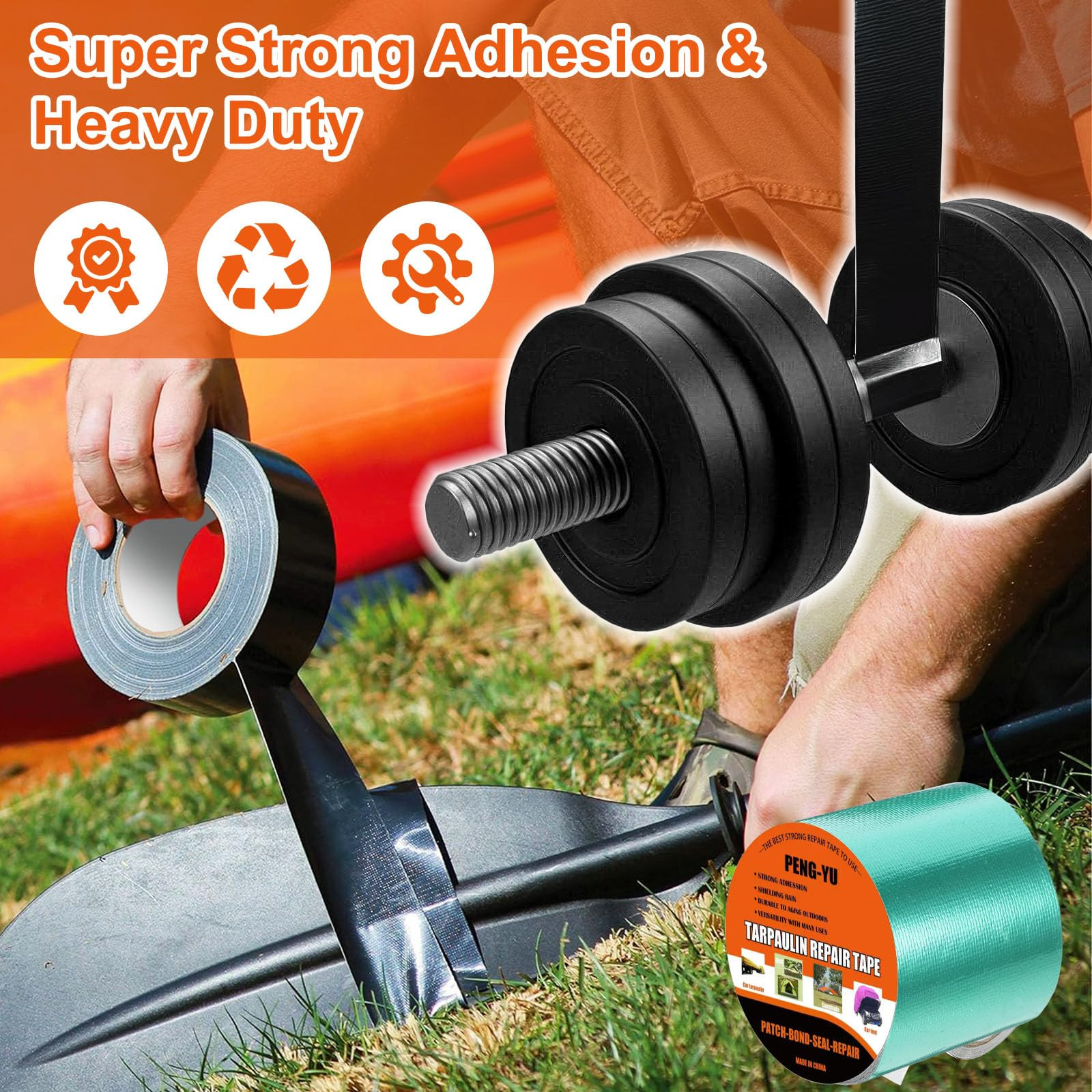 Waterproof Repair Tape,Awning Black Duct Tape,Fabric Flex Seal Tape for RV Sk...