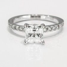 1 2/3 CT Gorgeous Diamond Engagement Ring Princess Cut F/SI1 14K White Gold