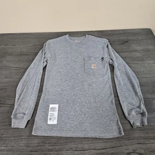 Carhartt FR Long Sleeve T Shirt Mens XS Gray Pocket Flame Resistant Workwear