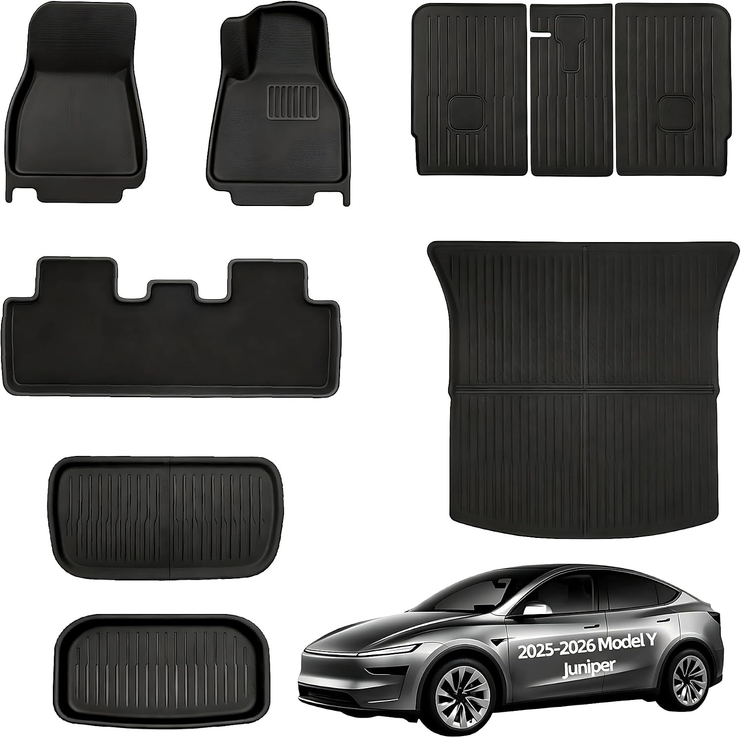 9-Pieces RHD 2025-2026 Tesla Model Y Juniper, All-Weather Floor & Cargo Mat Set