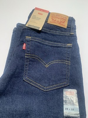 WOMEN  BLUE JEANS  STRAIGHT 28x32 LEVIS 725 HIGH - RISE BOOT CUT