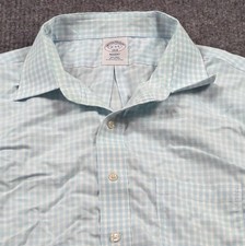 Brooks Brothers Shirt Mens 18-4/5 Blue Button Long Sleeve Check Classic Regent