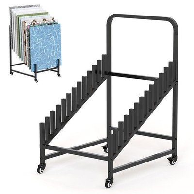 Nisorpa Keramikfliesenständer, 12 Ebenen Bodenfliesen Muster Display XL, schwarz 