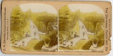 Hunnewell Gardens , Wellesley MA ,Vintage Stereoview Photo by Graves