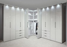 GERMAN CORNER WARDROBE STORAGE QUALITY FITTED FREE L SHAPE BEDROOM WHITE GLOSS