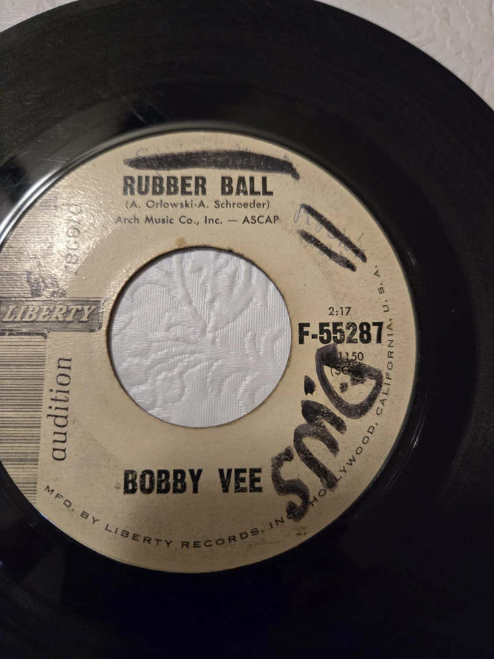 BOBBY VEE - Rubber Ball / Everyday - Vinyl 45rpm  F-55287 Liberty RARE AUDITION - Image 2 of 4