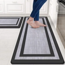 Mattitude Kitchen Mats Set of 17.3 x 47 + x 29 --0.40 inches, Black 