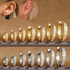 18ct Gold Plated Sterling Silver Crystal Huggie Hoop Earrings 5mm - 12mm