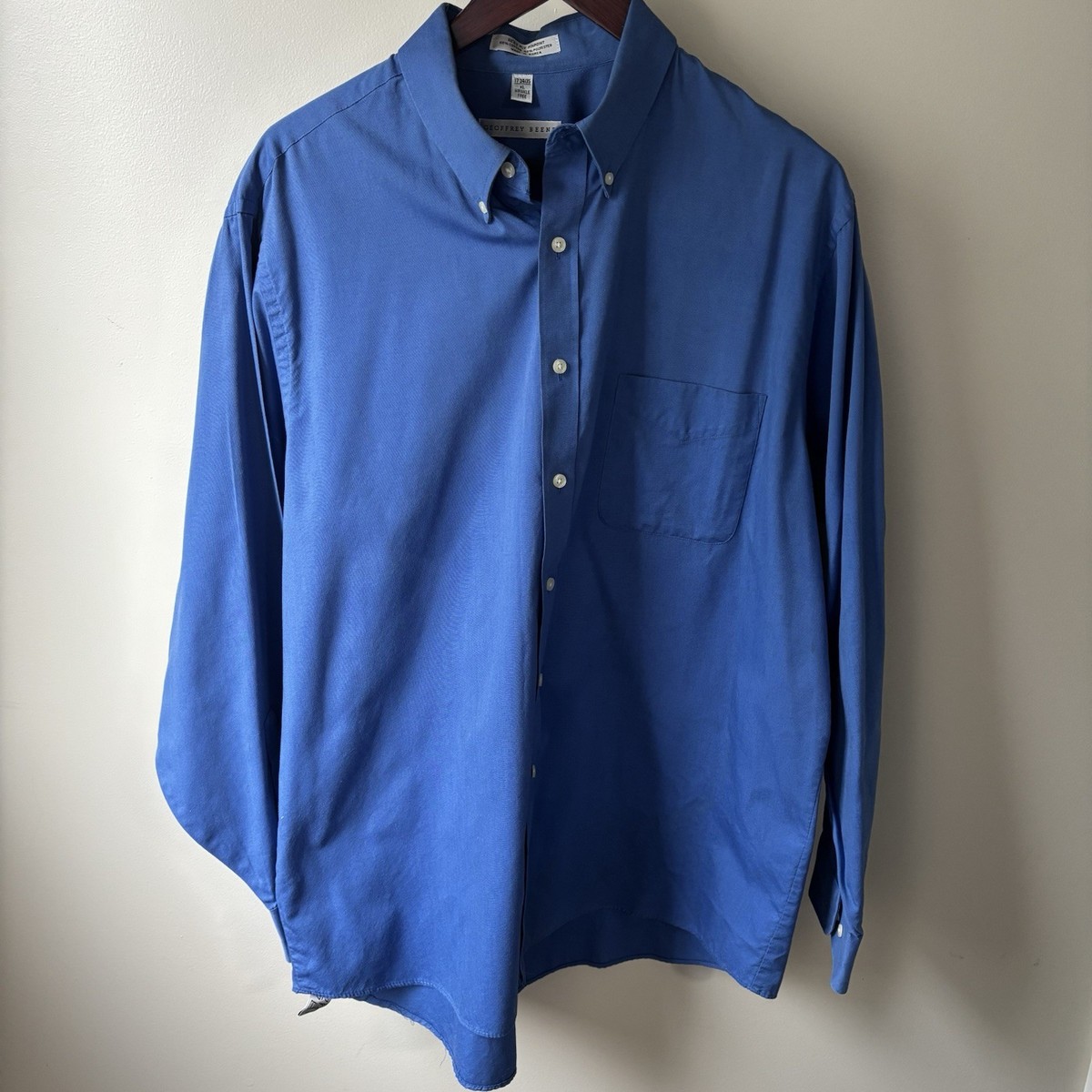 geoffrey beene dress shirts fitted Geoffrey Beene Dress Shirt Mens XL 17 34 35 Blue Fitted Non Iron