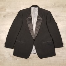 Vintage Christian Dior Monsieur Black Satin Lapel Tuxedo Jacket Blazer Mens 46S