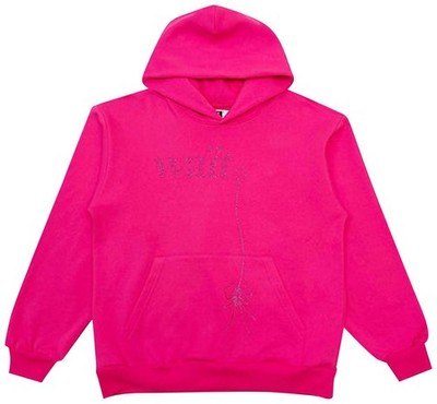 Sp5der Wait Rhinestone Pink Hoodie